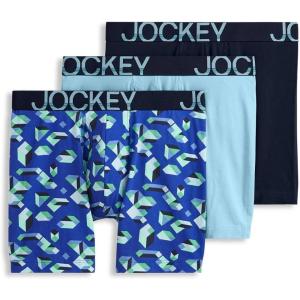 imageJockey Mens Underwear ActiveStretch 7quot Long Leg Boxer Brief  3 PackCamo GeoBleachedTrue Navy