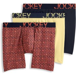 imageJockey Mens Underwear ActiveStretch 7quot Long Leg Boxer Brief  3 PackLight YellowTropical BurstTrue Navy
