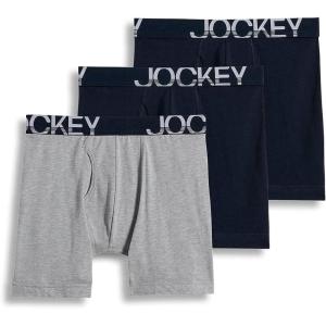 imageJockey Mens Underwear ActiveStretch 7quot Long Leg Boxer Brief  3 PackTrue NavyGrey HeatherTrue Navy