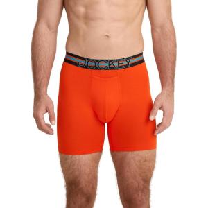 imageJockey Mens Underwear Sport Stability Pouch Microfiber 6quot Boxer BriefOrange Blaze