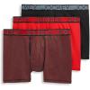 imageJockey Mens Underwear Active Microfiber 5quot Boxer Brief  3 PackBlackTimescape GeoRacing Red