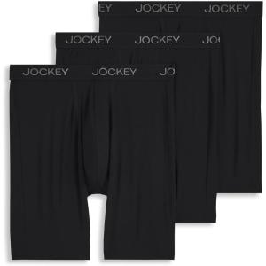 imageJockey Mens Chafe Proof Pouch Ultra Soft Modal 85quot Long Leg Boxer Brief  3 PackBlack