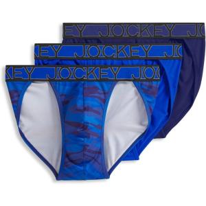 imageJockey Mens Microfiber Stretch String Bikini  3 PackMajestic BlueOceanic CamoOutrageous Blue