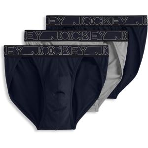 imageJockey Mens Microfiber Stretch String Bikini  3 PackTrue NavyQuartz GreyTrue Navy