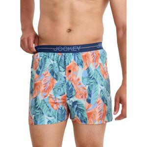 imageJockey Mens Underwear Active Microfiber 45quot BoxerArtistic Palm Blues