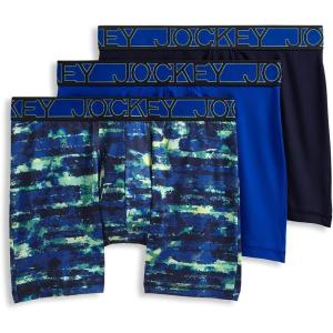 imageJockey Mens Underwear Active Microfiber 5quot Boxer Brief  3 PackBluest BlueSmoky Stripe BluesTrue Navy