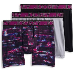 imageJockey Mens Underwear Active Microfiber 5quot Boxer Brief  3 PackGrey DoveSmoky StripeBlack