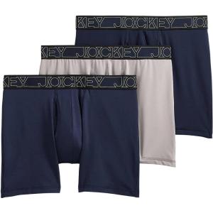 imageJockey Mens Underwear Active Microfiber 5quot Boxer Brief  3 PackNavyQuartzNavy
