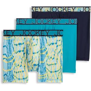 imageJockey Mens Underwear Active Microfiber 5quot Boxer Brief  3 PackNorthern LightPsychedelicTrue Navy