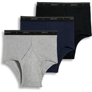 imageJockey Mens Underwear Classic Full Rise Brief  3 PackGrey HeatherDenimBlack