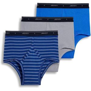 imageJockey Mens Underwear Classic Full Rise Brief  3 PackMajestic StripeMid GreyIntense Royal Blue
