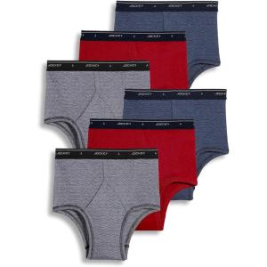 imageJockey Mens Underwear Classic Full Rise Brief  6 PackBlack StripeRed AppleBlue Stripe