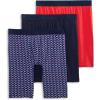 imageJockey Mens Underwear Active Ultra Soft Modal 9quot Long Leg Boxer Brief  3 PackNavy  Red GeoTrue BlueBest Red