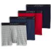 imageJockey Mens Underwear Lightweight Cotton Blend 5quot Boxer Brief  4 PackNavy HeatherRacing RedRough BlueQuartz Grey Stripe