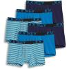 imageJockey Mens Underwear ActiveStretch 4quot Boxer Brief  6 PackTrue NavyBlue StripeTurquoise Gem