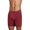 imageJockey Mens Underwear Organic Cotton Stretch 95quot Long Leg Boxer Brief  3 PackBayouTrue NavyLeather Red