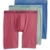 imageJockey Mens Underwear Organic Cotton Stretch 95quot Long Leg Boxer Brief  3 PackCeladon ZenTrue BlueMalibu Red