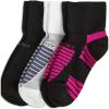 imageJockey Womens Socks Sport Quarter Socks  3 PackBlackWhite on Light GreyBlack on Fuchsia