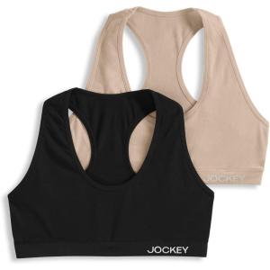 imageJockey Girls Bra Seamfree Microfiber Racerback Bralette  2 PackLightBlack