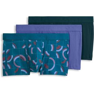 imageJockey Mens Chafe Proof Pouch Cotton Stretch 3quot Trunk  3 PackFuture DuskSpliced CirclesOcean Sky