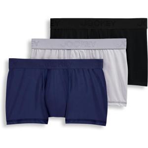 imageJockey Mens Chafe Proof Pouch Cotton Stretch 3quot Trunk  3 PackJust Past MidnightMid GreyBlack