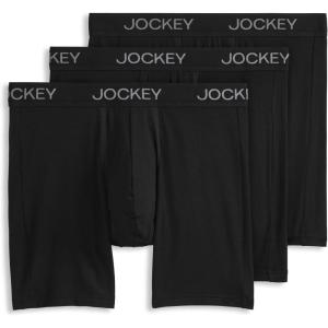 imageJockey Mens Chafe Proof Pouch Ultra Soft Modal 6quot Boxer Brief  3 PackBlack