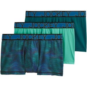 imageJockey Mens Underwear Active Microfiber 25quot Trunk  3 PackTeal BreezeJagged Cool OmbreDeep Lagoon