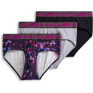 imageJockey Mens Underwear Active Microfiber Brief  3 PackGrey DoveSmoky StripeBlack