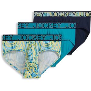imageJockey Mens Underwear Active Microfiber Brief  3 PackNorthern LightPsychedelicTrue Navy