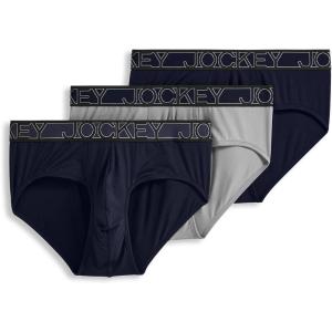 imageJockey Mens Underwear Active Microfiber Brief  3 PackTrue NavyQuartz GreyTrue Navy