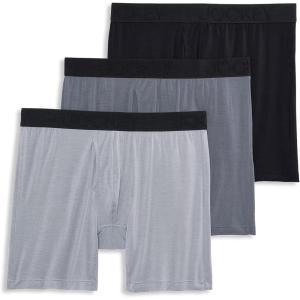 imageJockey Mens Underwear Active Ultra Soft Modal 6quot Boxer Brief  3 PackBlackLantern GreyMid Grey