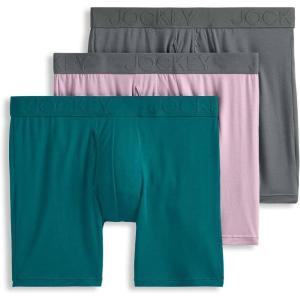 imageJockey Mens Underwear Active Ultra Soft Modal 6quot Boxer Brief  3 PackSmokey PurpleBattleship GreyDeep Lagoon