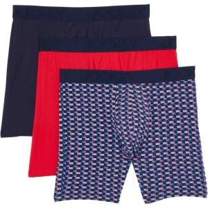 imageJockey Mens Underwear Active Ultra Soft Modal 6quot Boxer Brief  3 PackTrue NavyImperial RedWader Lust Geo