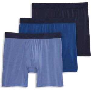 imageJockey Mens Underwear Active Ultra Soft Modal 6quot Boxer Brief  3 PackTrue NavyMarina BlueRetro Blue