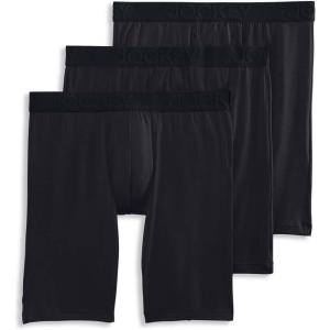 imageJockey Mens Underwear Active Ultra Soft Modal 9quot Long Leg Boxer Brief  3 PackBlack