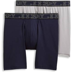 imageJockey Mens Underwear Big Man Active Microfiber 9quot Long Leg Boxer Brief  2 PackTrue NavyQuartz Grey