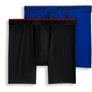 imageJockey Mens Underwear Big Man Chafe Proof Pouch Microfiber 6quot Boxer Brief  2 PackBlue JayBlack Out