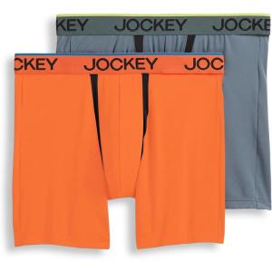 imageJockey Mens Underwear Big Man Chafe Proof Pouch Microfiber 6quot Boxer Brief  2 PackIron GreyRising Sun