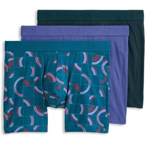imageJockey Mens Underwear Chafe Proof Pouch Cotton Stretch 6quot Boxer Brief  3 PackFuture DuskSpliced CirclesOcean Sky