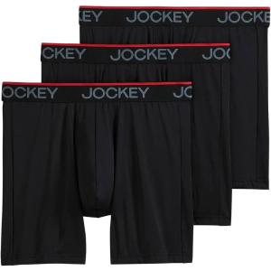 imageJockey Mens Underwear Chafe Proof Pouch Microfiber 6quot Boxer Brief  3 PackBlack