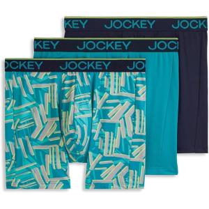imageJockey Mens Underwear Chafe Proof Pouch Microfiber 6quot Boxer Brief  3 PackNorthern LightAbstract TractionTrue Navy