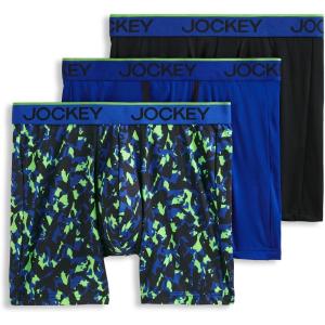 imageJockey Mens Underwear Chafe Proof Pouch Microfiber 6quot Boxer Brief  3 PackUltra BlueExpressive BlueBlack