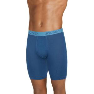 imageJockey Mens Underwear Chafe Proof Pouch Ultra Soft Modal 85quot Long Leg Boxer BriefAtlantic Blue