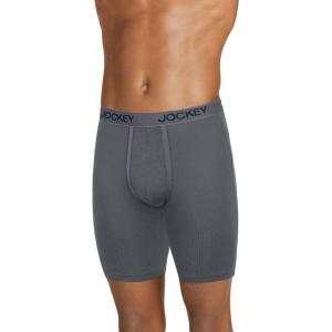imageJockey Mens Underwear Chafe Proof Pouch Ultra Soft Modal 85quot Long Leg Boxer BriefBattleship Grey