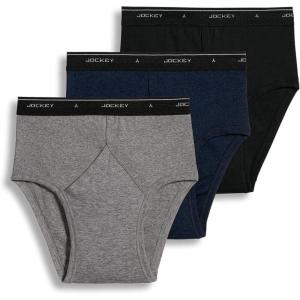 imageJockey Mens Underwear Classic Low Rise Brief  3 PackDenimCinder HeatherBlack