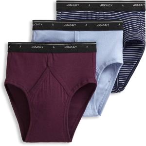 imageJockey Mens Underwear Classic Low Rise Brief  3 PackNavy Scholastic StripeShowerDeep Sangria