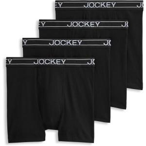 imageJockey Mens Underwear Lightweight Cotton Blend 5quot Boxer Brief  4 PackBlack