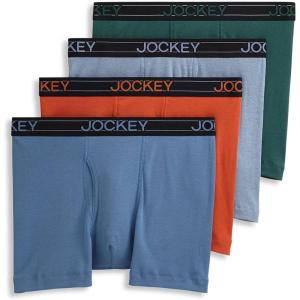 imageJockey Mens Underwear Lightweight Cotton Blend 5quot Boxer Brief  4 PackFresh CoastRed KaolinShowerCactus Pine