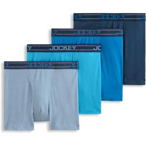 imageJockey Mens Underwear Lightweight Cotton Blend 5quot Boxer Brief  4 PackSparkling WatersBlue HeavenFaded Denim HeatherInk Well