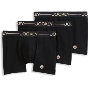imageJockey Mens Underwear Organic Cotton Stretch 4quot Trunk  3 PackBlack